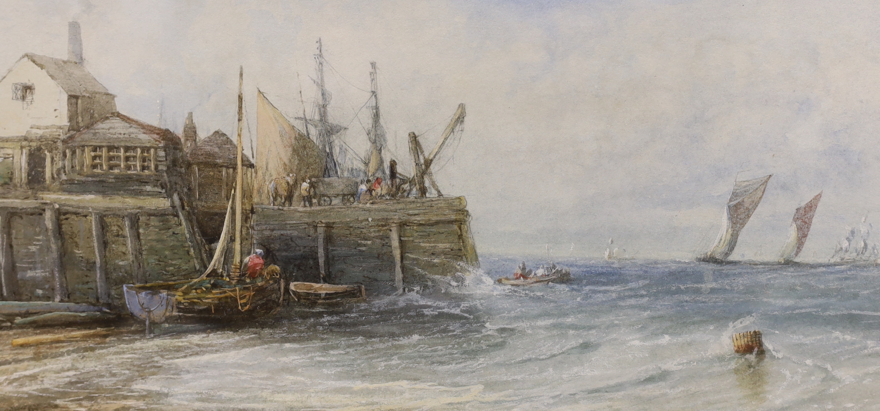 Harold Wyllie (1880-1973), watercolour, 'Cowes roads', together with John Francis Salmon (1808-1886) watercolour, 'Gravesend', each signed, largest 22 x 46cm